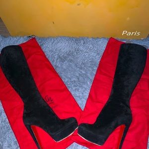 Christian Louboutins Suede Knee High Boots